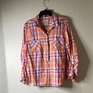 Sonoma Plaid Shirt in Orange and Purple